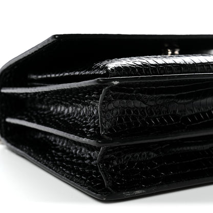 Saint Laurent Calfskin Crocodile Embossed Medium Monogram Sunset Black 9 of 13