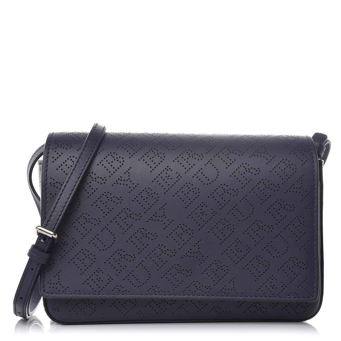 Calfskin Perforated Logo Hampshire Crossbody Navy