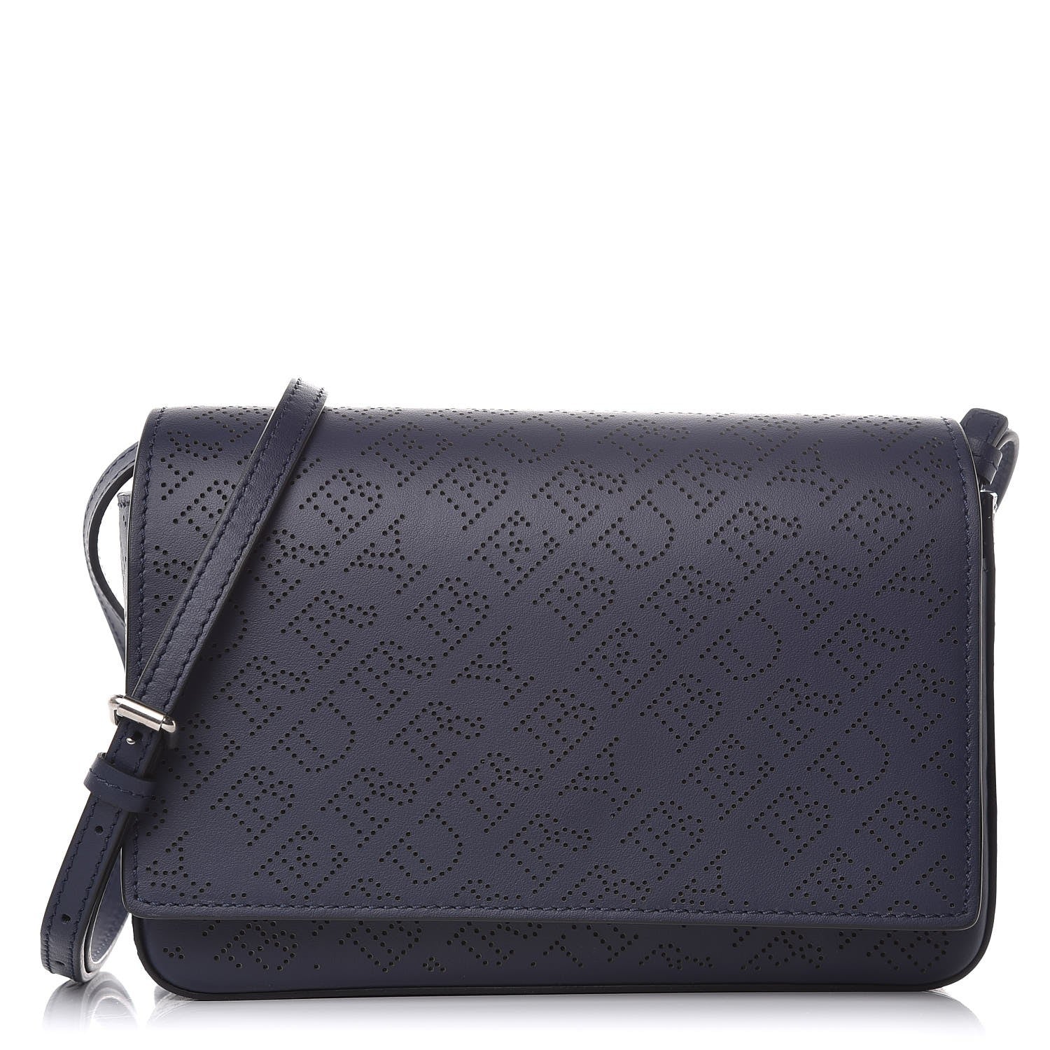 Burberry Calfskin Perforated Logo Hampshire Crossbody Navy 1 of 9