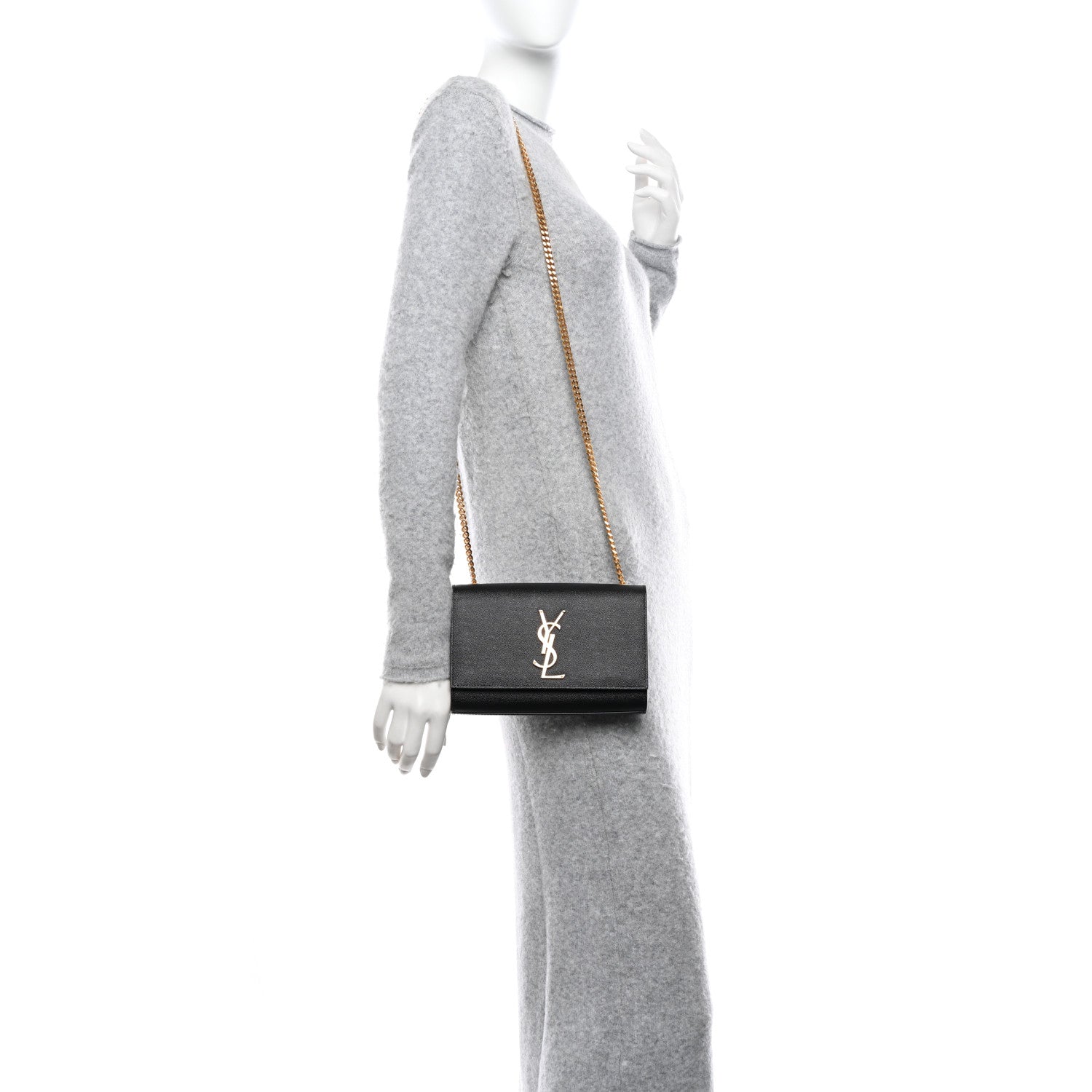 Saint Laurent Grain De Poudre Small Monogram Kate Satchel Black 2 of 9