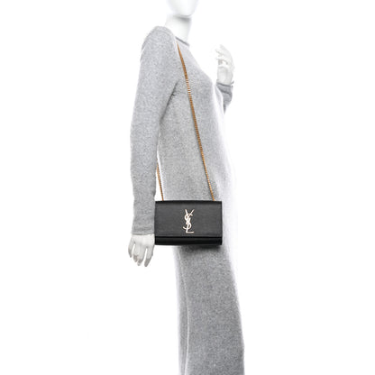 Saint Laurent Grain De Poudre Small Monogram Kate Satchel Black 2 of 9