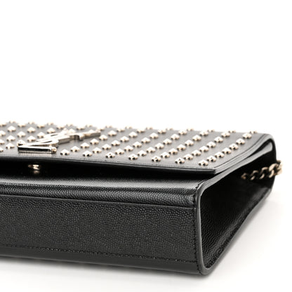 Saint Laurent Grain De Poudre Studded Medium Monogram Kate Satchel Black 10 of 10