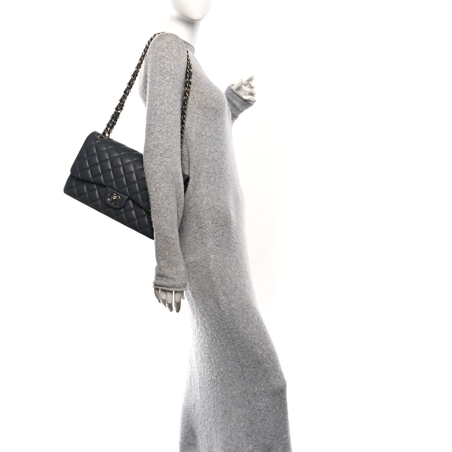 Chanel Caviar Quilted Jumbo Double Flap Dark Grey 2 of 11