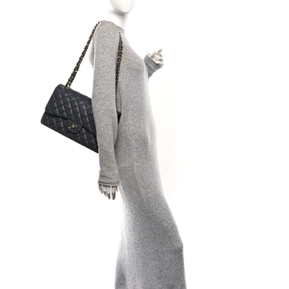 Chanel Caviar Quilted Jumbo Double Flap Dark Grey 2 of 11