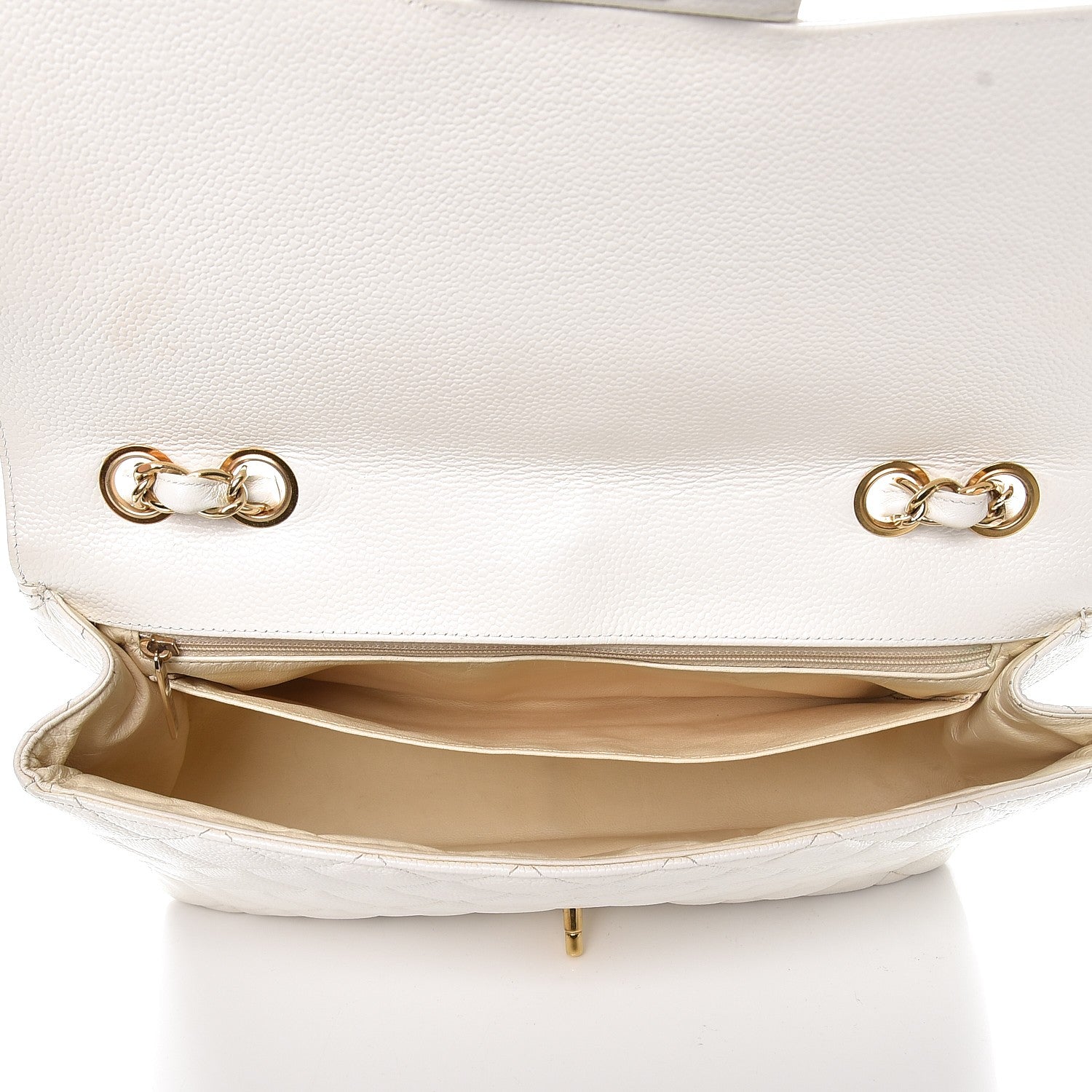 Chanel Caviar Quilted Jumbo Single Flap White 6 of 11