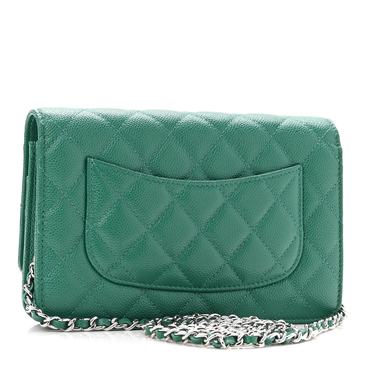 Chanel Caviar Quilted Wallet On Chain WOC Green 3 of 12