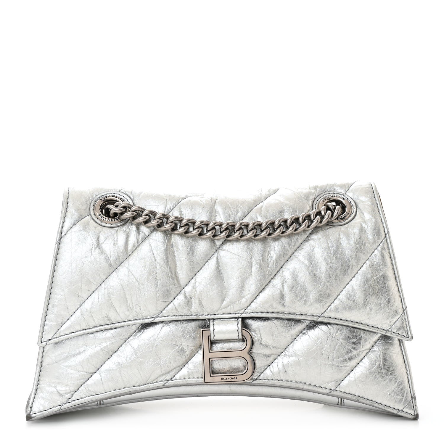 Balenciaga Crushed Calfskin Quilted Small Crush Chain Bag Silver 1 of 12