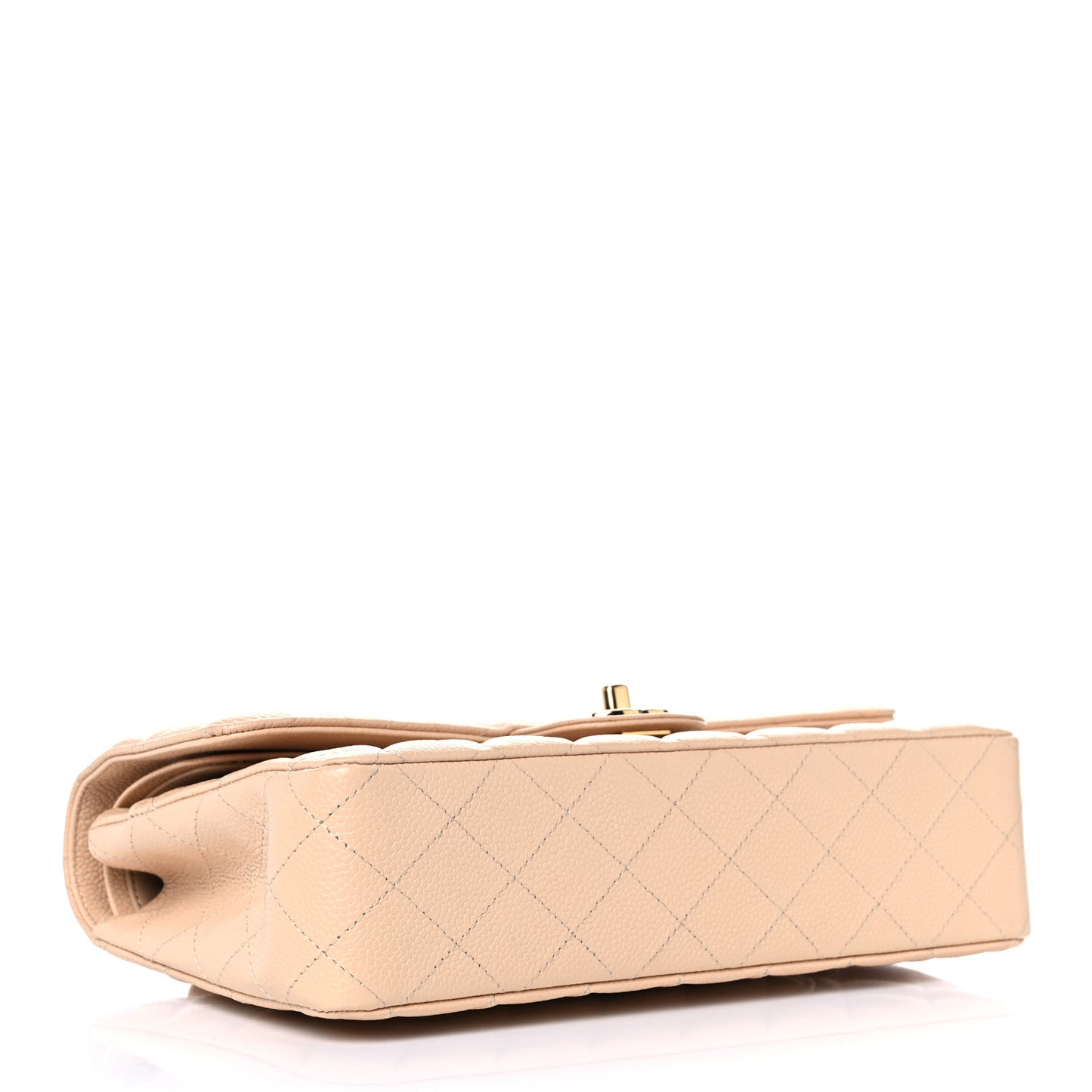 Caviar Quilted Medium Double Flap Beige Clair