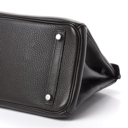 Hermes Taurillon Clemence Birkin 30 Chocolate 7 of 10