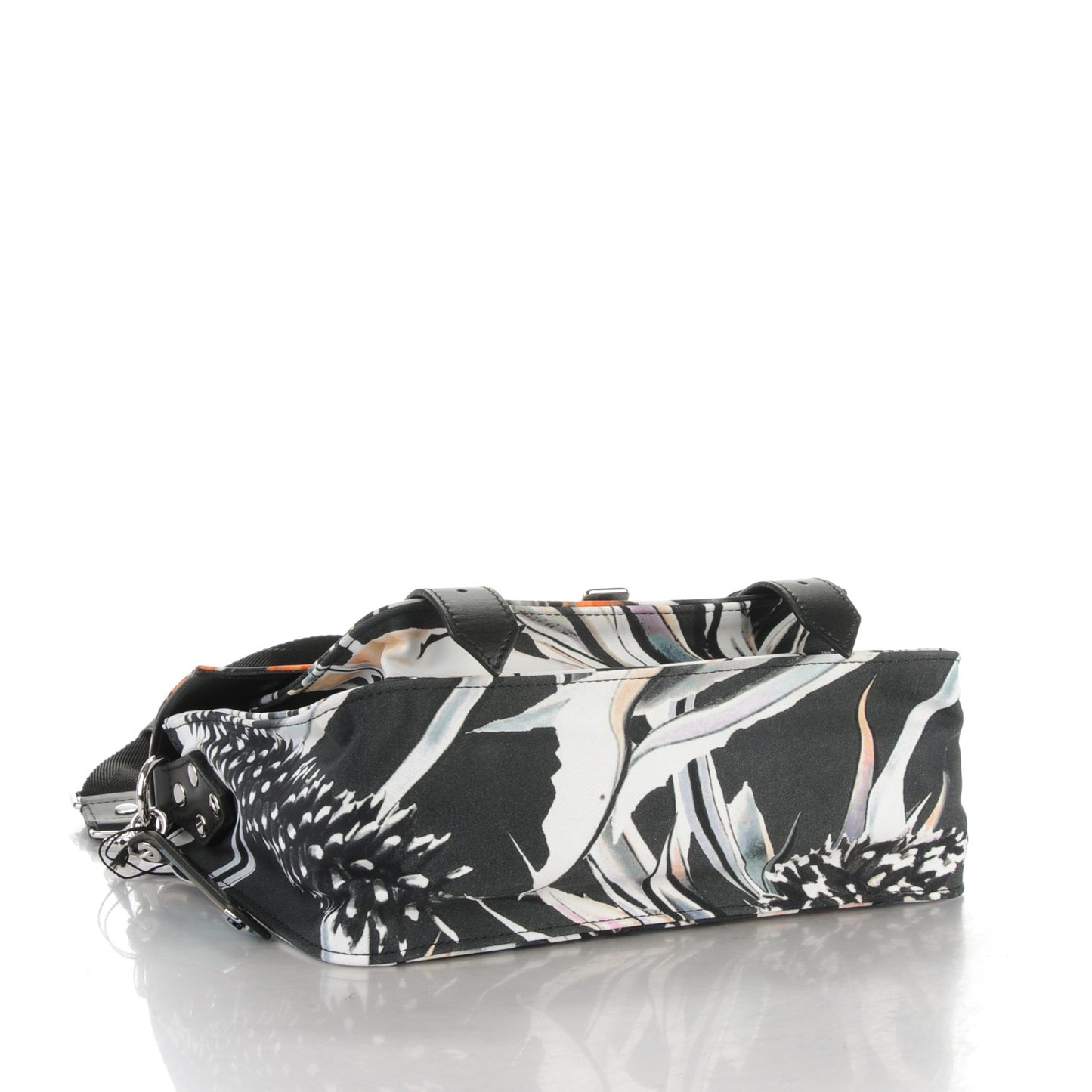 Nylon Floral Printed Tiny PS1 Satchel Black White