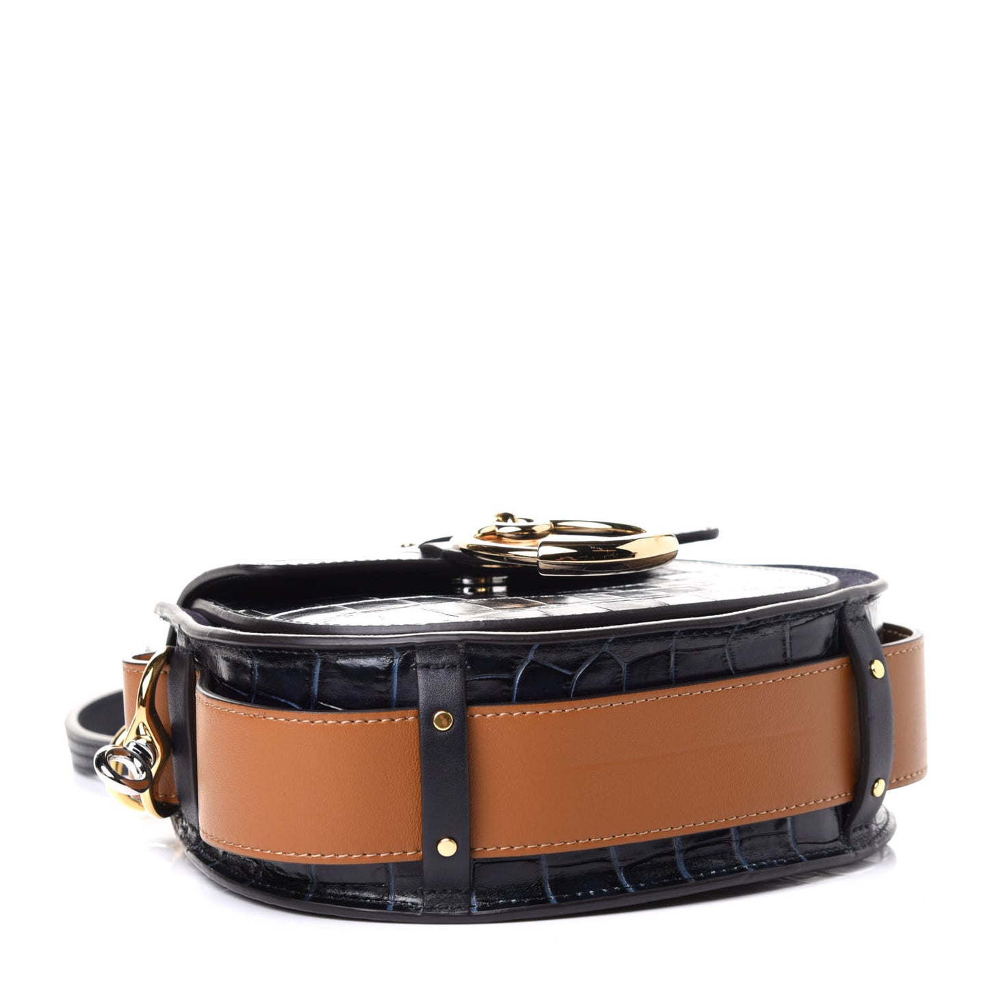 Calfskin Crocodile Embossed Tess Bag Profound Brown