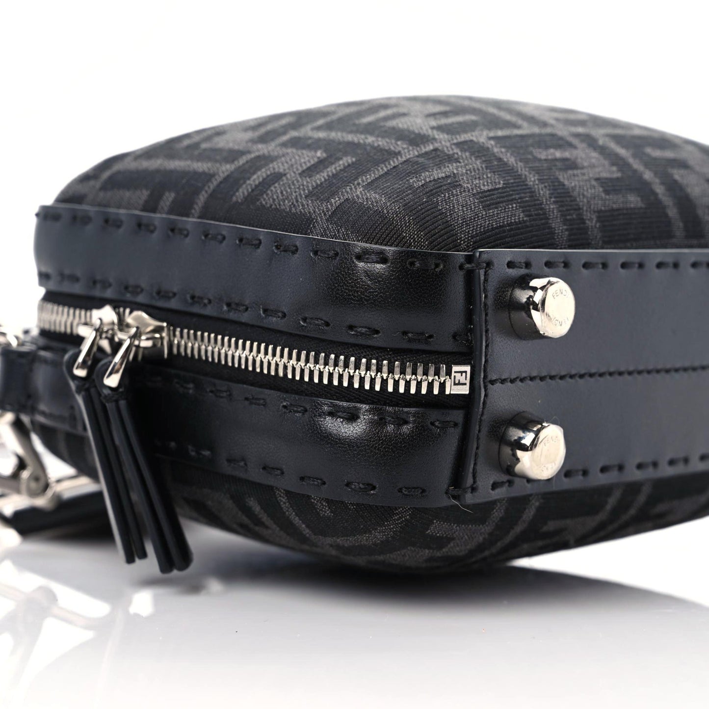 Recycled Fabric Jacquard Vitello Astro FF 1974 Mini Suitcase Bag Asfalto Black