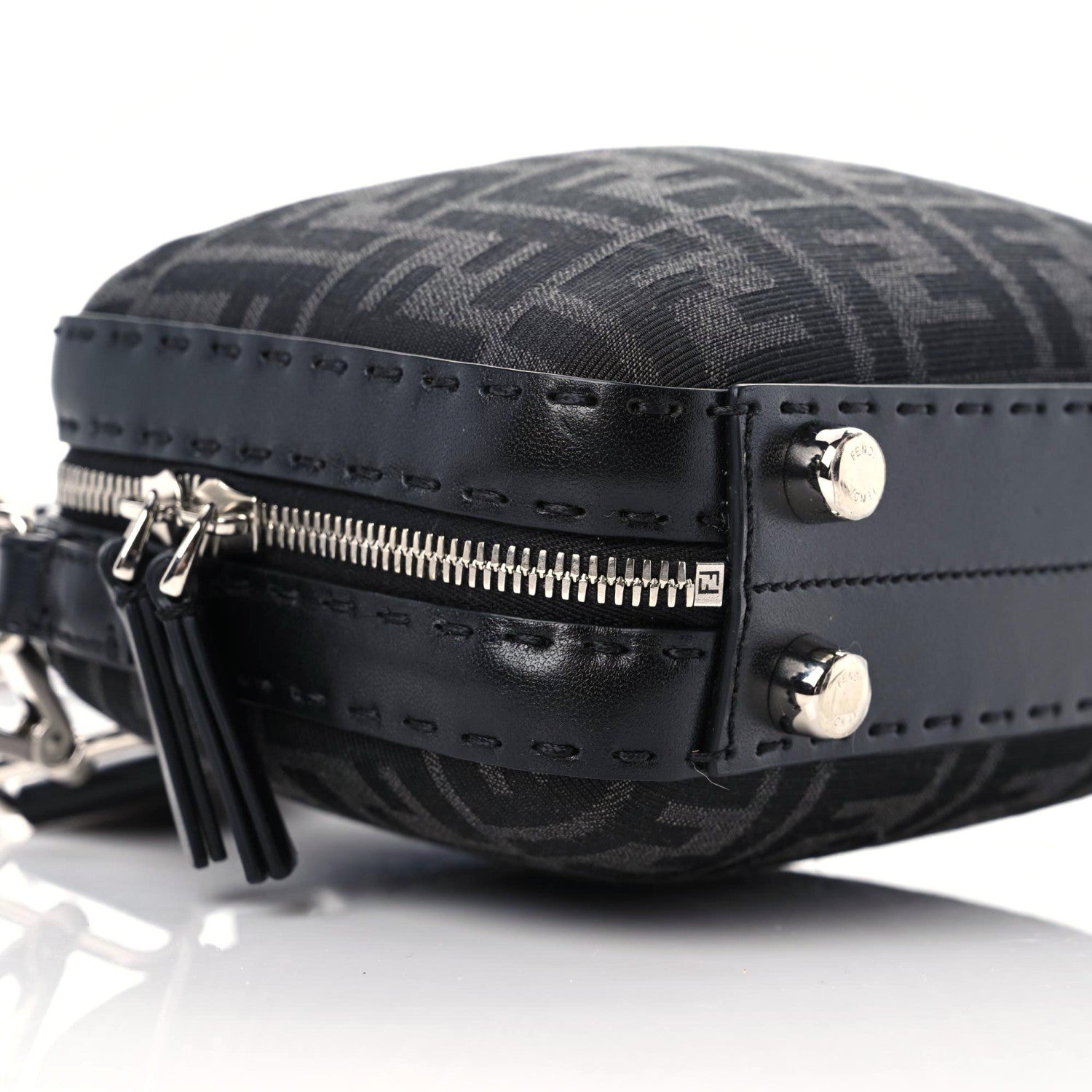 Fendi Recycled Fabric Jacquard Vitello Astro FF 1974 Mini Suitcase Bag Asfalto Black 5 of 11