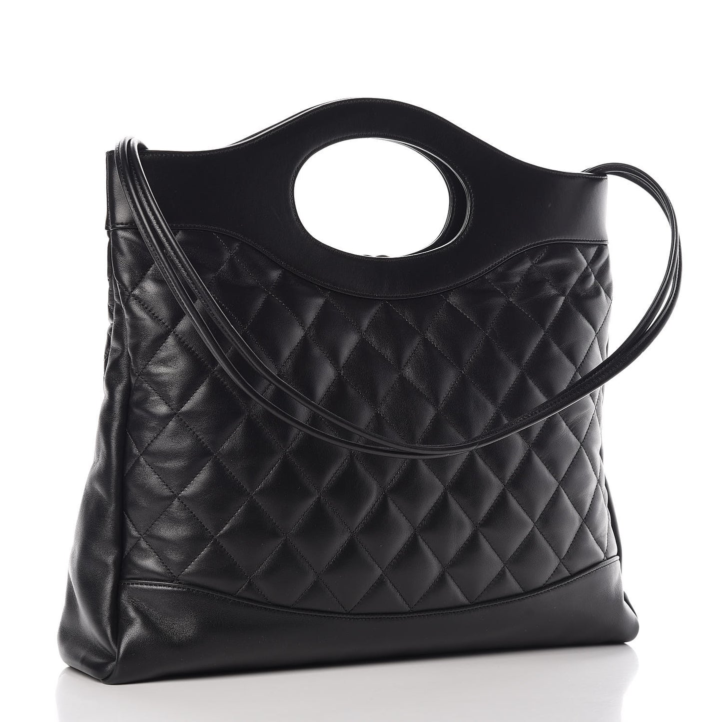 Lambskin Quilted Large 31 Shopping Bag Black