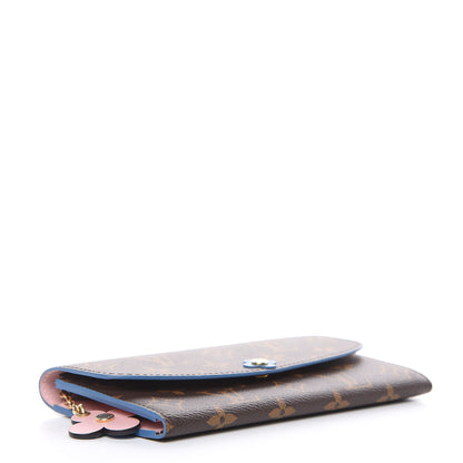 Louis Vuitton Monogram Bloom Flower Emilie Wallet Blue Jean 4 of 8