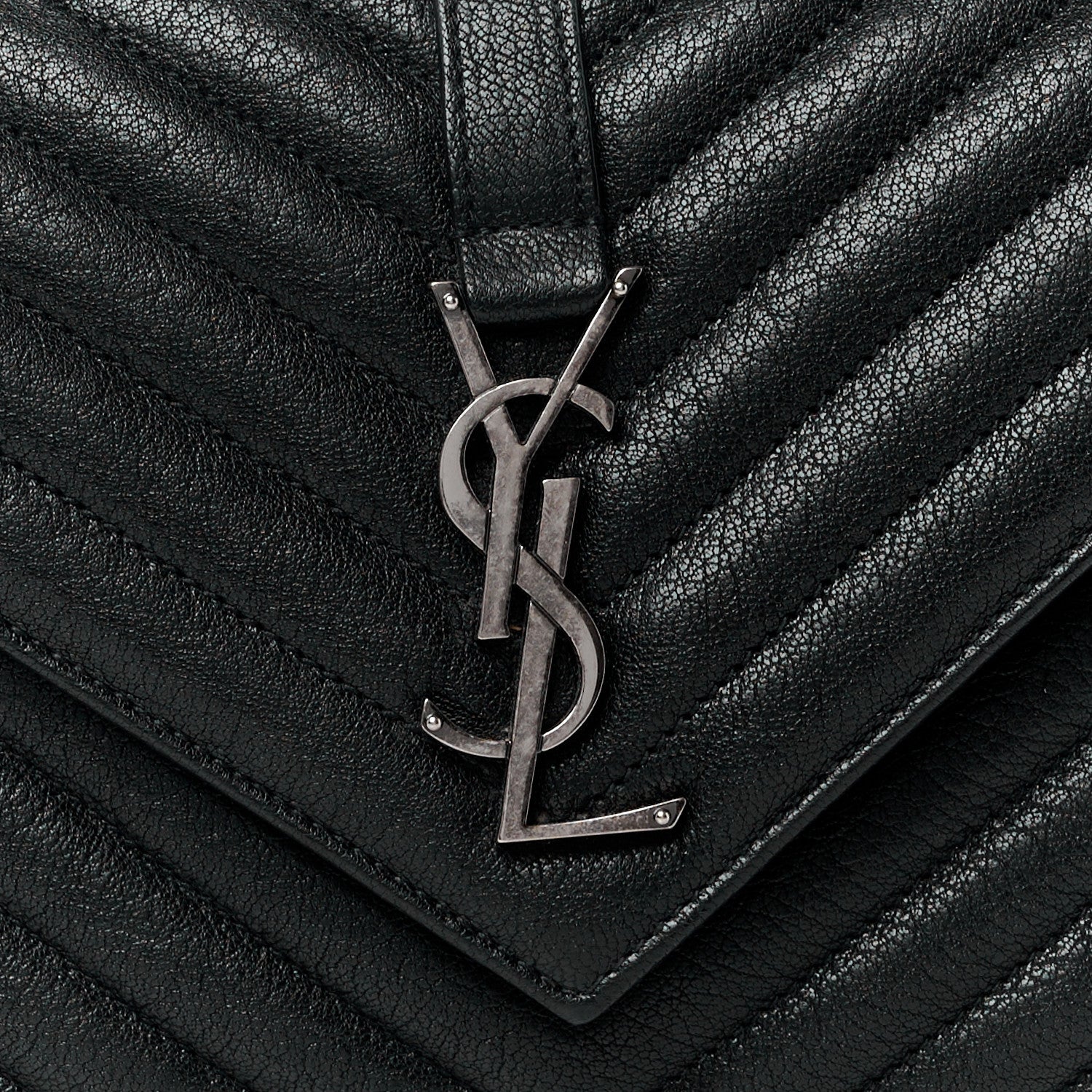 Saint Laurent Sheepskin Matelasse Chevron Monogram Medium College Bag Black 9 of 13
