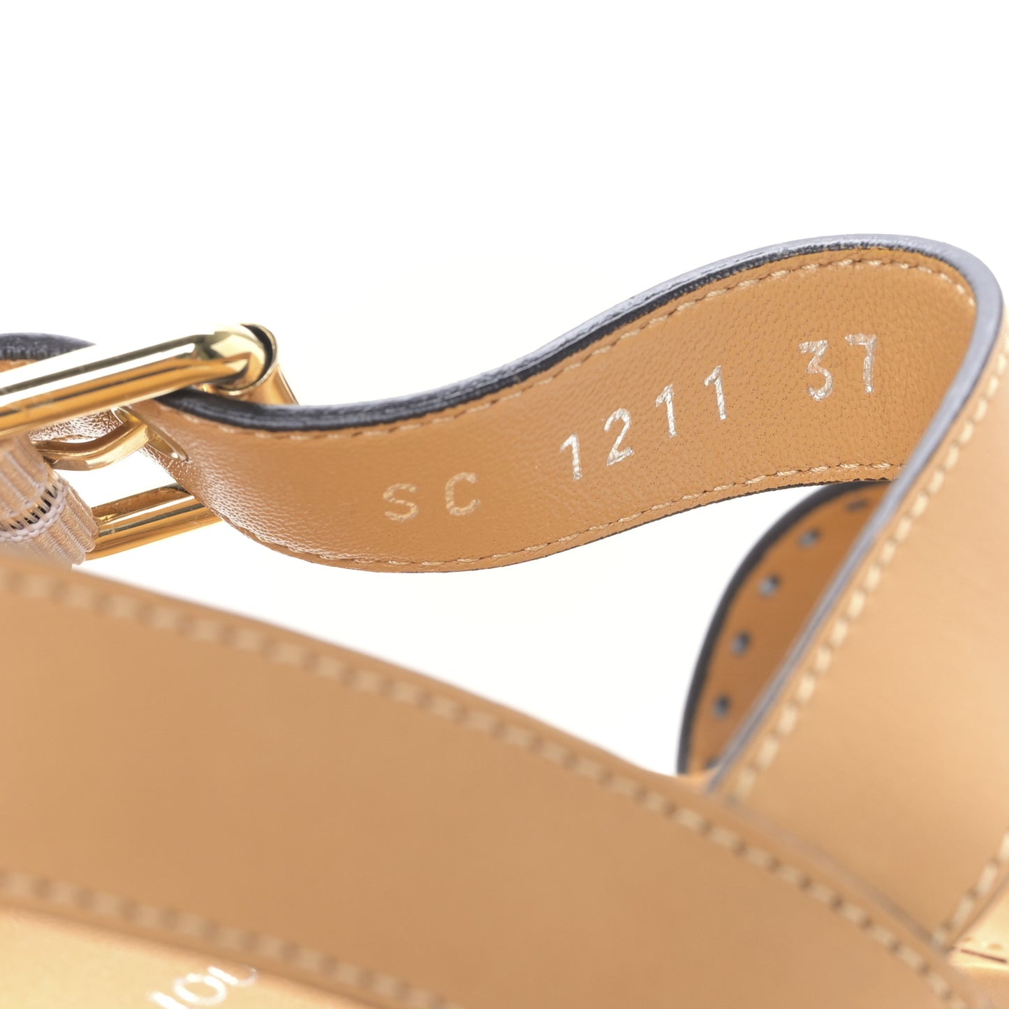 Calfskin Monogram Espadrille Wedge Sandals 37 Brown