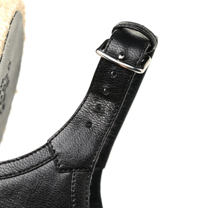 Hermes Goatskin Envie 30 Espadrille Wedge Sandals 36 Black 13 of 15