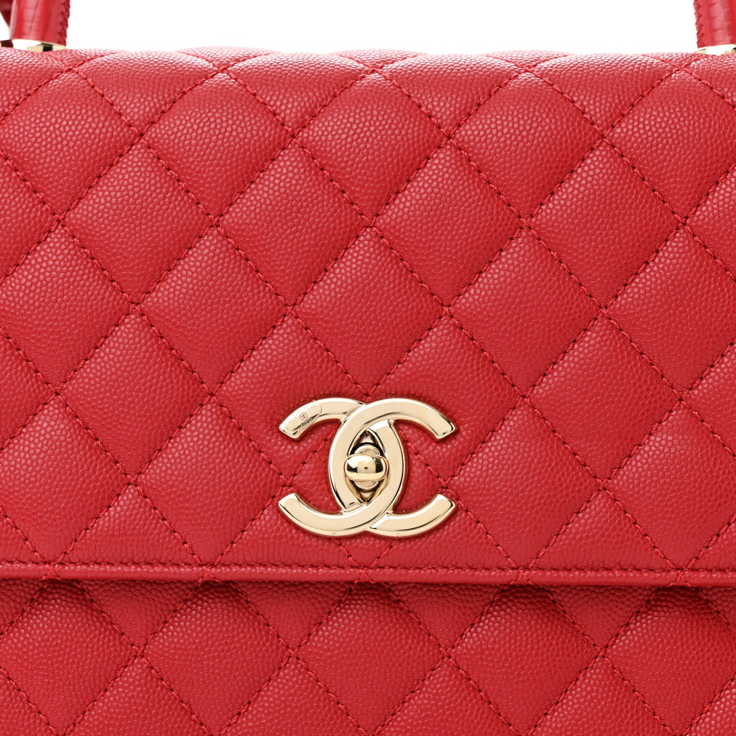 Chanel Caviar Lizard Embossed Quilted Small Coco Handle Flap Red 9 of 14
