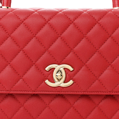 Chanel Caviar Lizard Embossed Quilted Small Coco Handle Flap Red 9 of 14