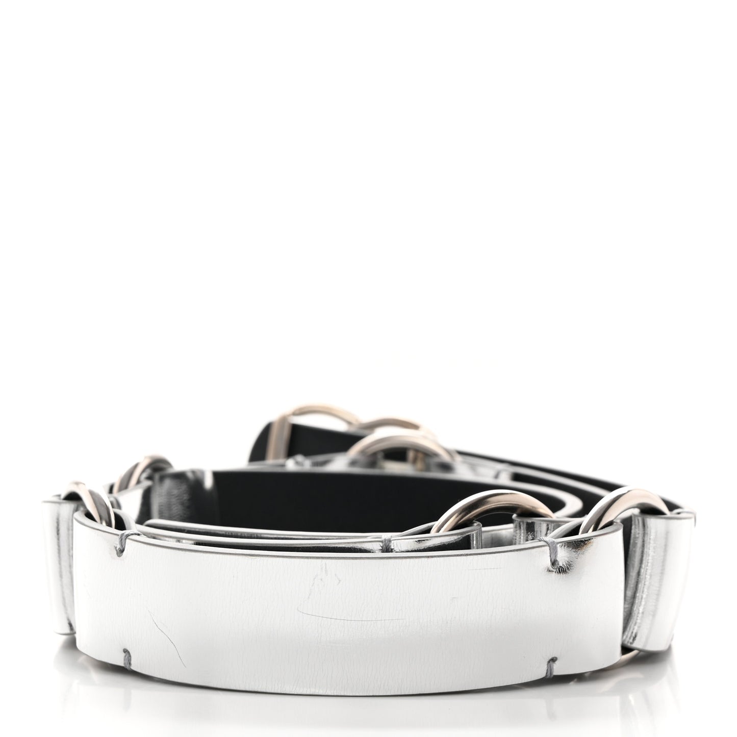 Calfskin CC Mirror Belt 75 30 Silver