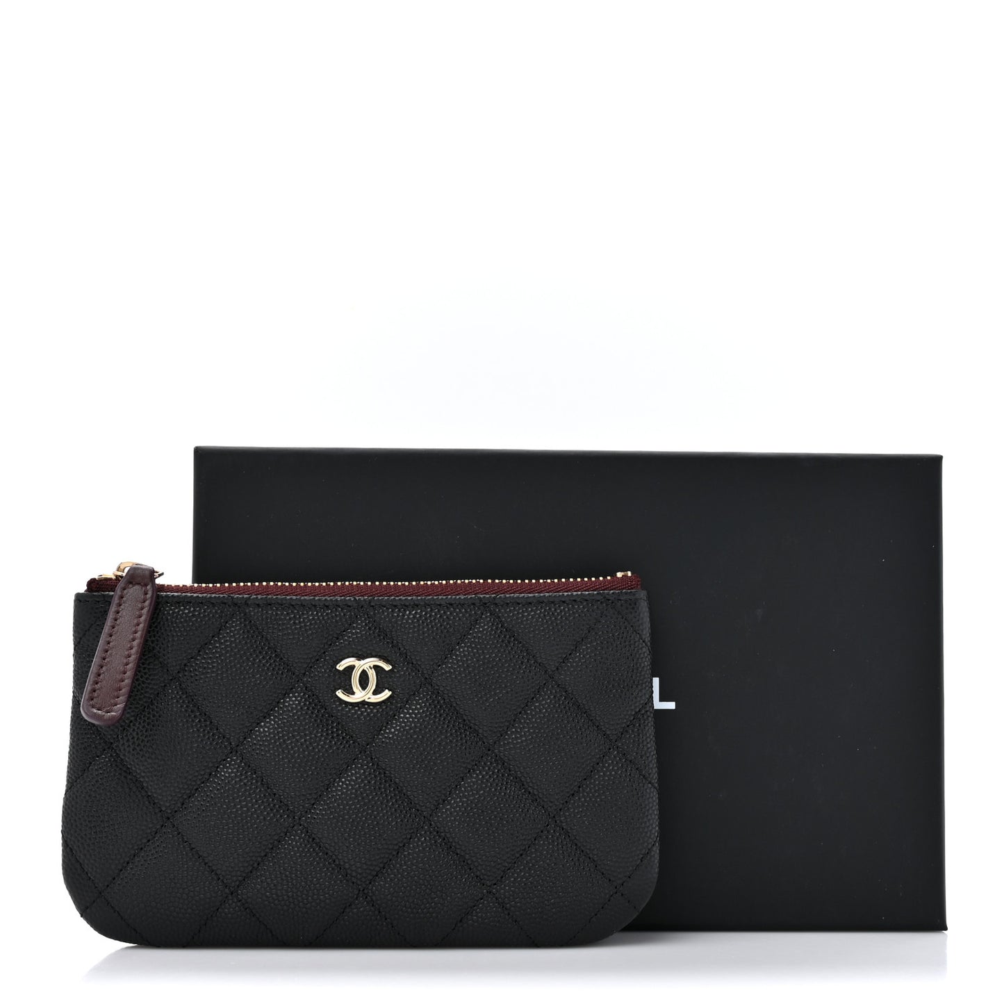 Caviar Quilted Small Cosmetic Case Black