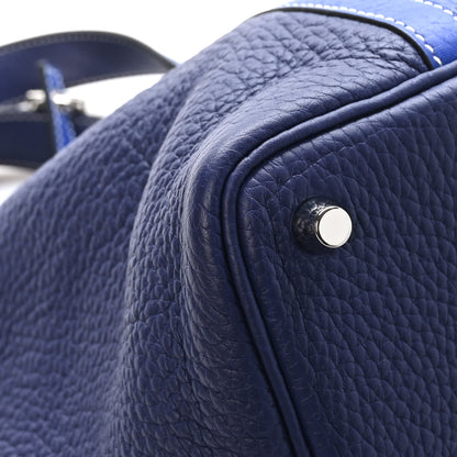 Hermes Taurillon Clemence Casaque Picotin Lock 18 PM Bleu Electrique Bleu Encre 11 of 13