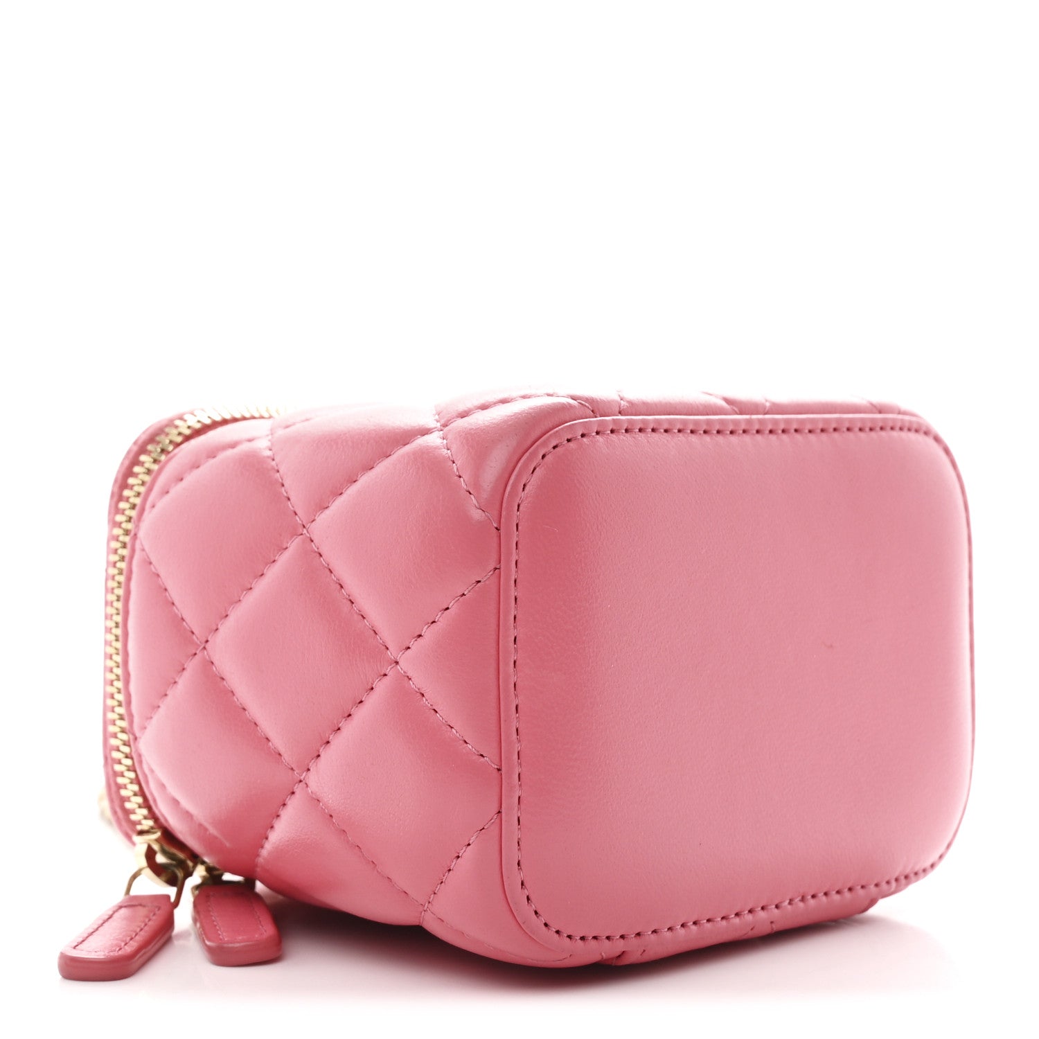 Chanel Lambskin Quilted Pearl Crush Mini Vanity Case With Chain Dark Pink 4 of 11