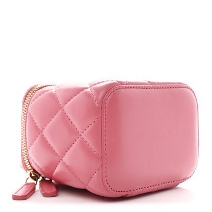Chanel Lambskin Quilted Pearl Crush Mini Vanity Case With Chain Dark Pink 4 of 11