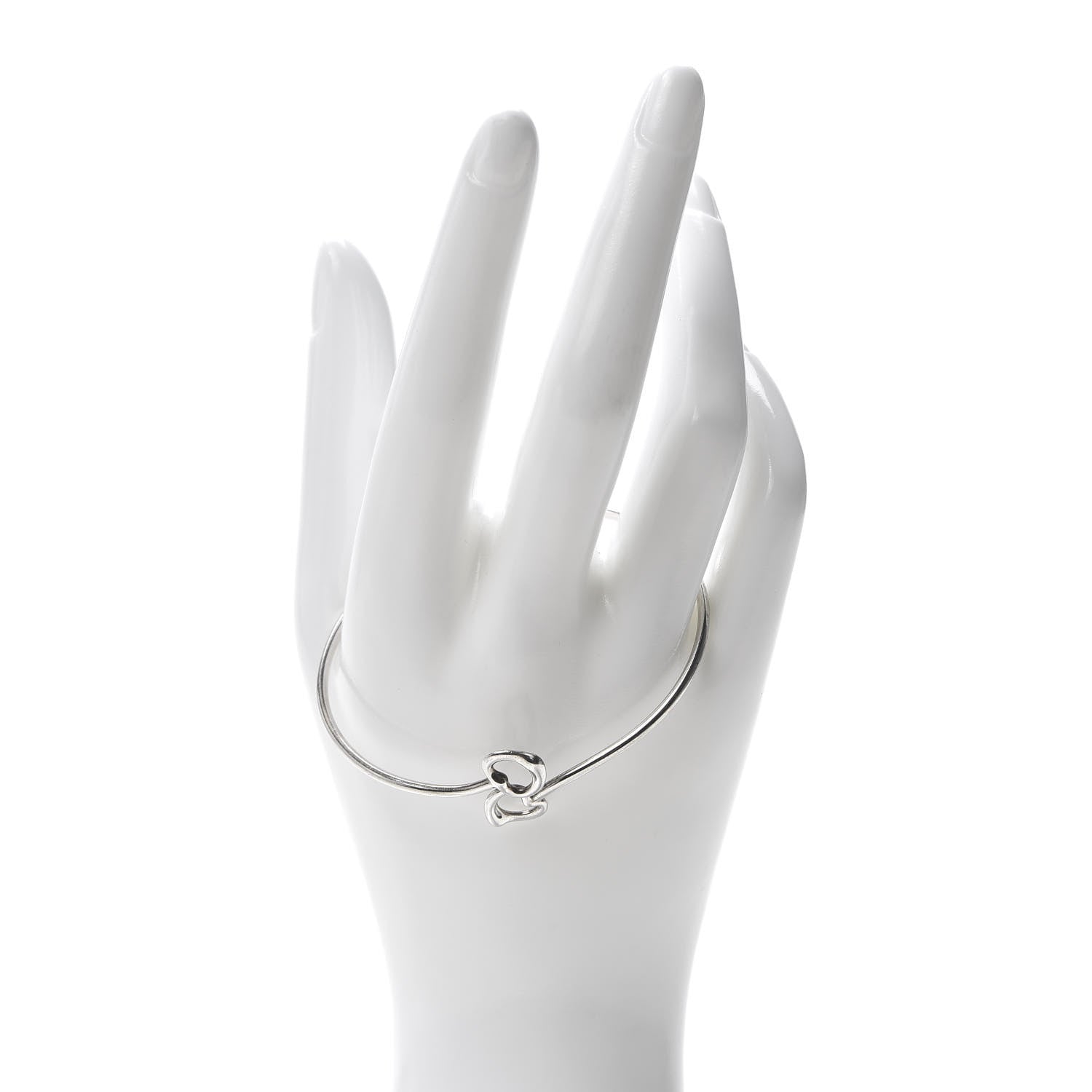 Tiffany Sterling Silver Elsa Peretti Double Open Heart Bangle Bracelet 2 of 4