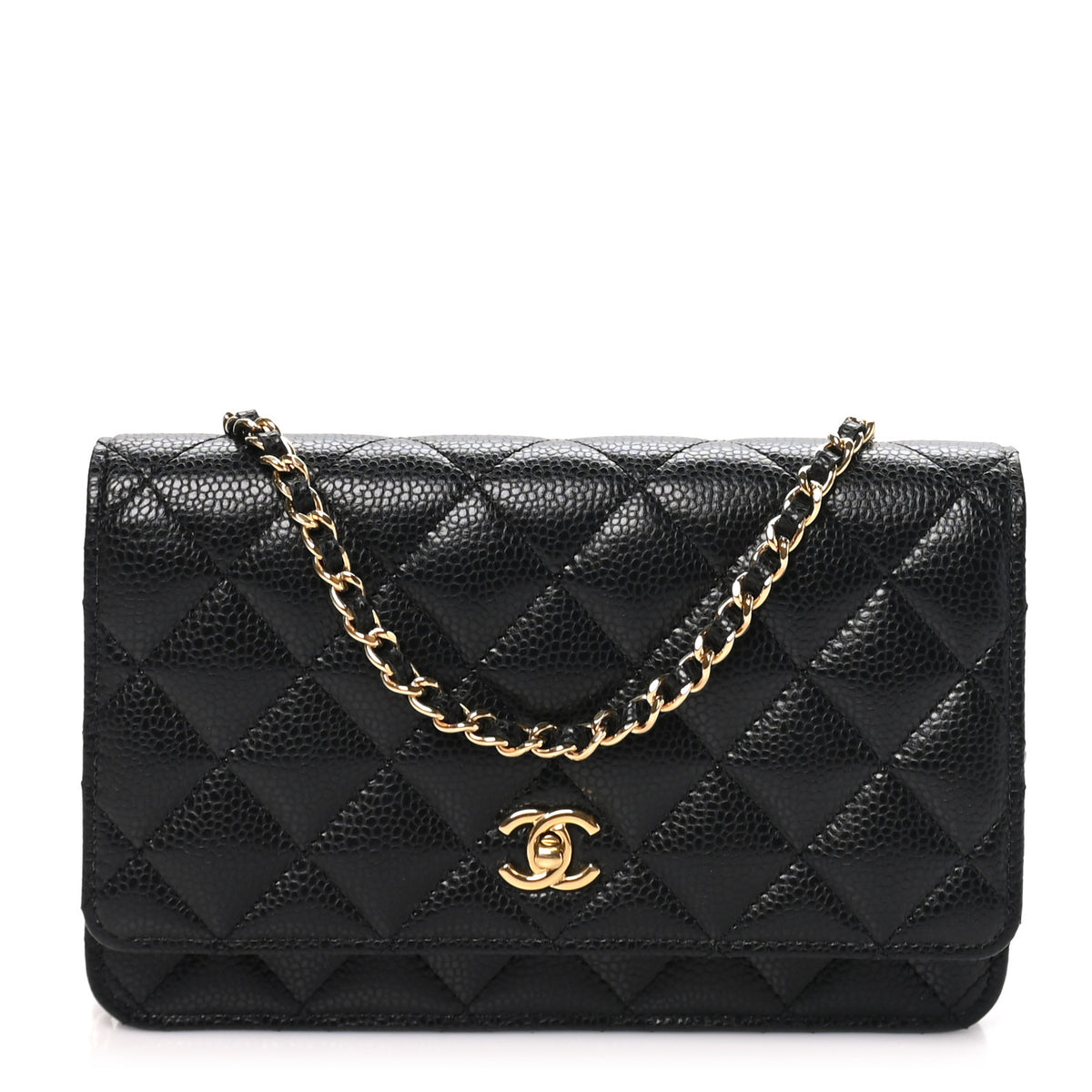 Caviar Quilted CC Turnlock Wallet On Chain WOC Black