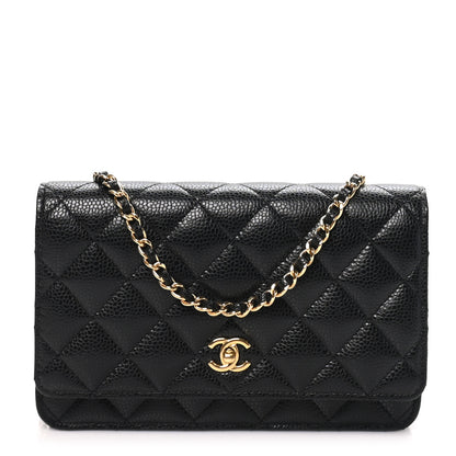 Chanel Caviar Quilted CC Turnlock Wallet On Chain WOC Black 1 of 11