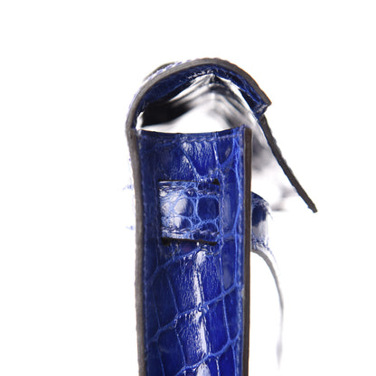 Hermes Shiny Niloticus Crocodile Kelly Cut Pochette Bleu Electrique 16 of 29