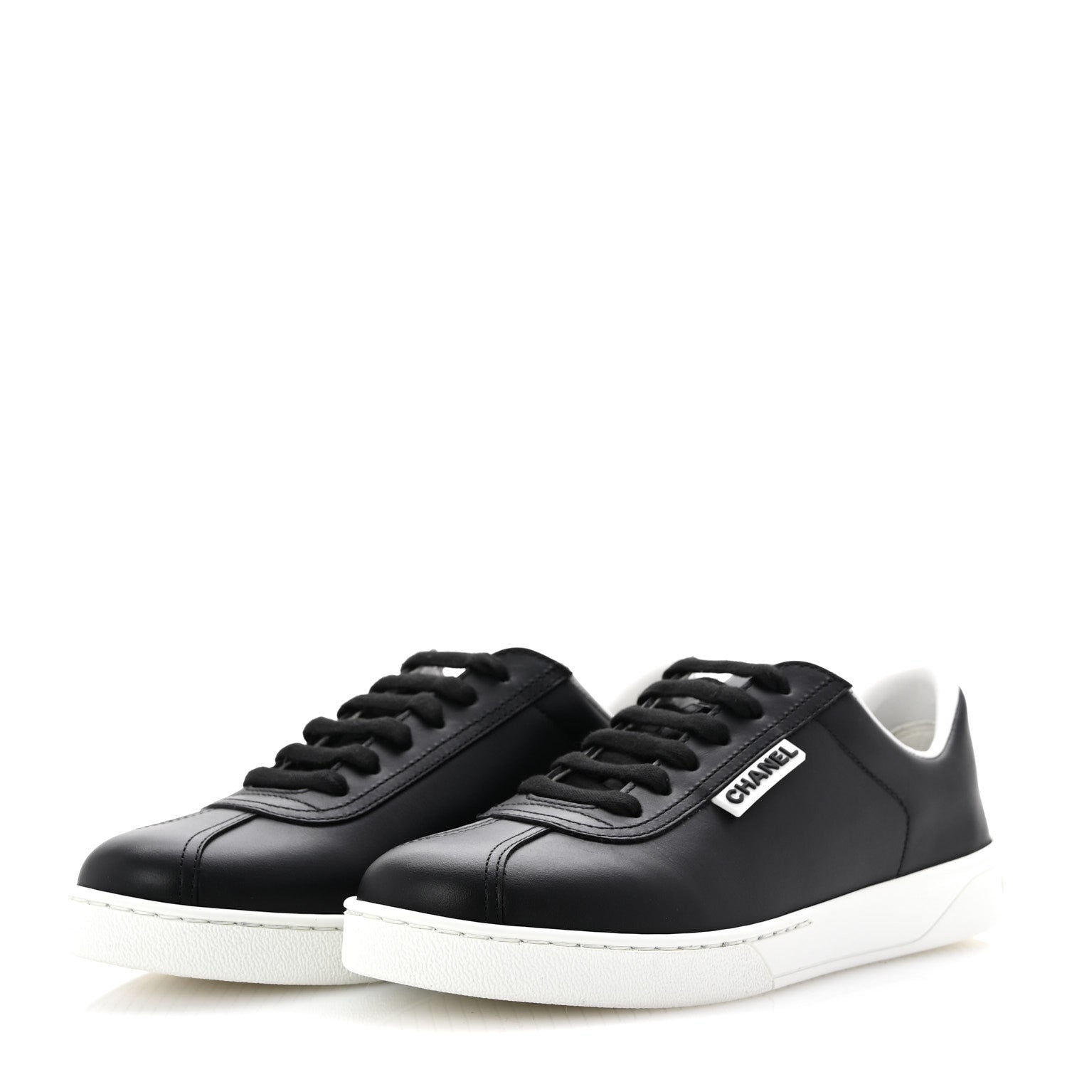 Chanel Calfskin CC Womens Sneakers 37 Black 4 of 9