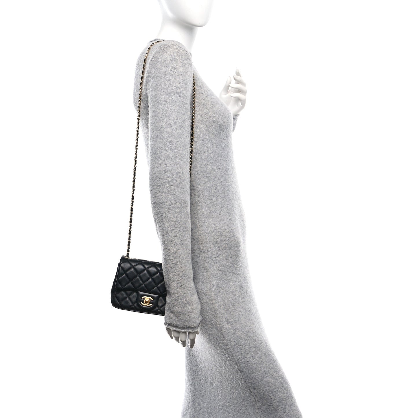 Lambskin Quilted Mini Pearl Crush Flap Black