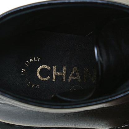 Chanel Shiny Calfskin Pearl Lace Up Combat Short Boots 38.5 Black 7 of 8