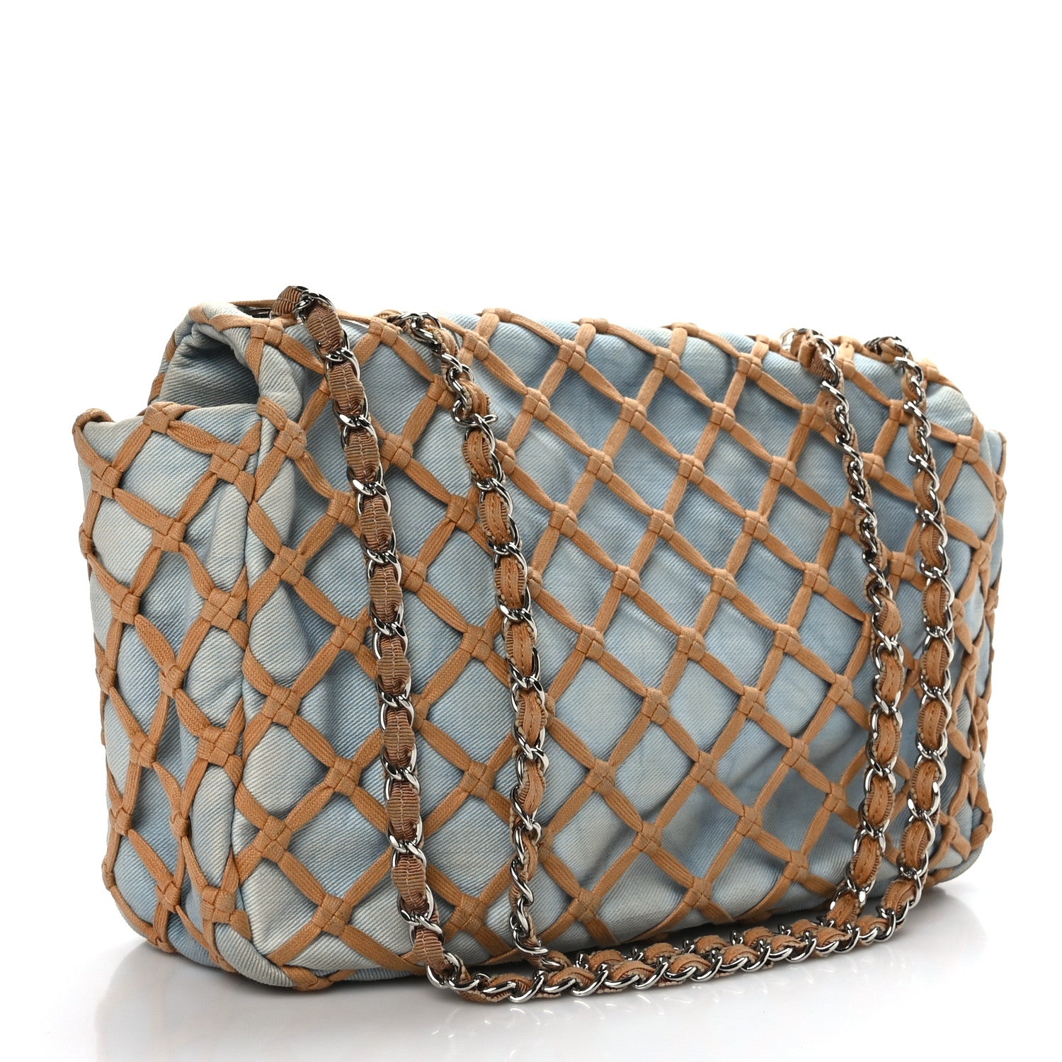 Chanel Denim Jumbo Canebiers Net Flap Blue 3 of 10