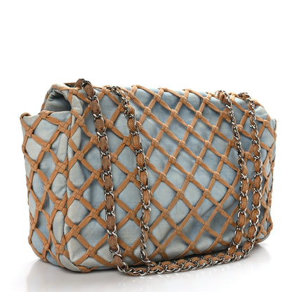Chanel Denim Jumbo Canebiers Net Flap Blue 3 of 10