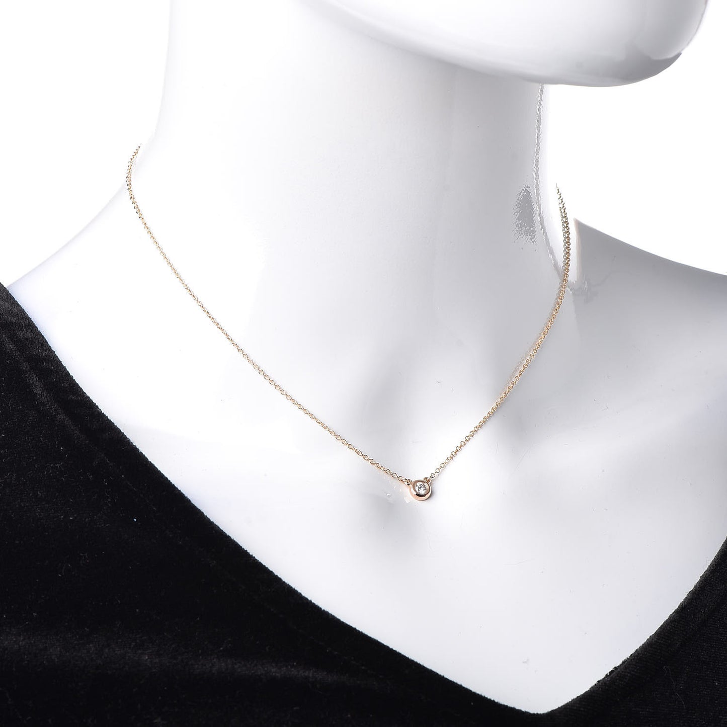 18K Rose Gold Diamond .10ct Elsa Peretti Diamonds by the Yard Pendant Necklace