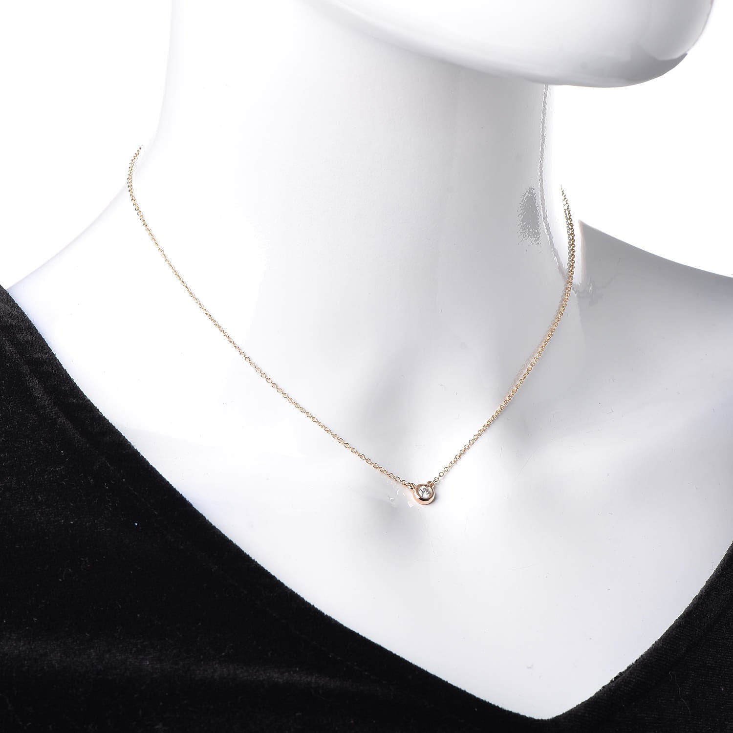 Tiffany 18K Rose Gold Diamond .10ct Elsa Peretti Diamonds by the Yard Pendant Necklace 2 of 6