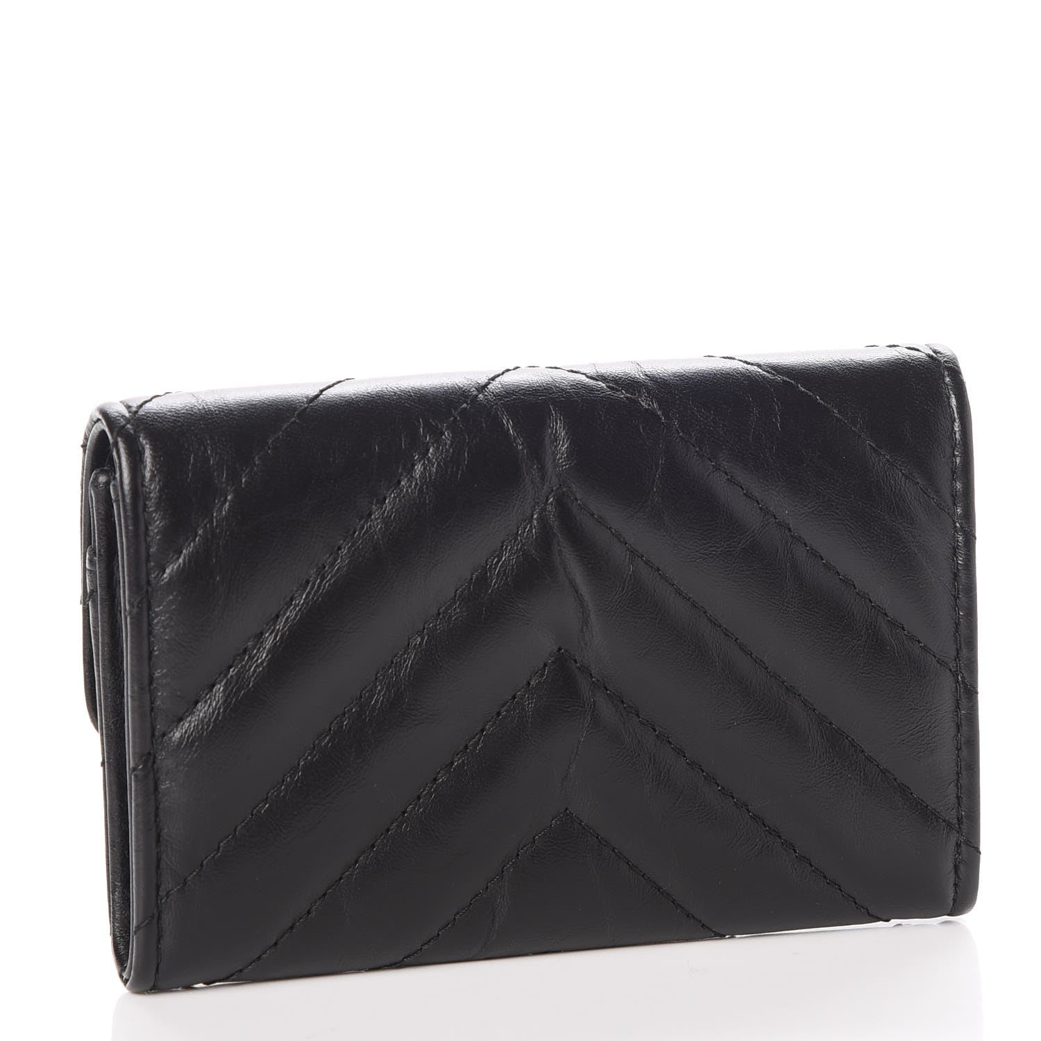 Chanel Aged Calfskin Chevron Reissue Card Holder Wallet So Black 3 of 9