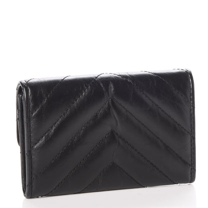 Chanel Aged Calfskin Chevron Reissue Card Holder Wallet So Black 3 of 9