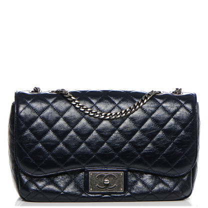 Chanel Crinkled Patent Jumbo Flap Dark Navy 1 of 7