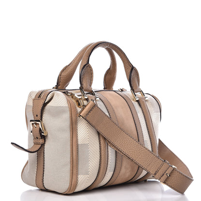 Burberry Canvas Calfskin Satchel Beige 4 of 10