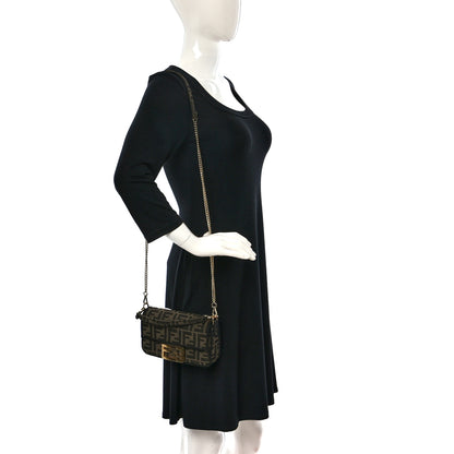 Fendi Fabric Jacquard FF 1974 Mini Baguette Tobacco Moro Black 2 of 8