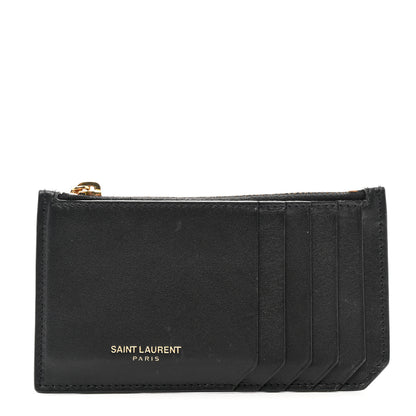 Saint Laurent Calfskin 5 Fragments Zip Pouch Card Holder Black 1 of 7
