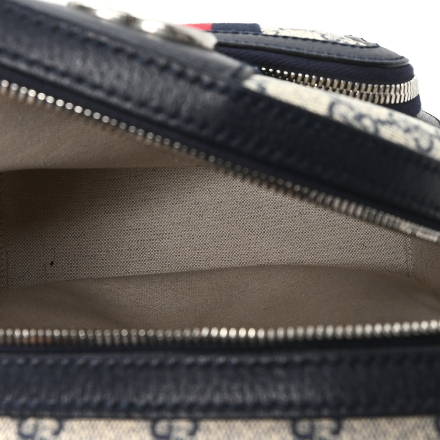 GG Supreme Monogram Textured Dollar Calfskin Web Small Ophidia Day Backpack Beige Blue Black