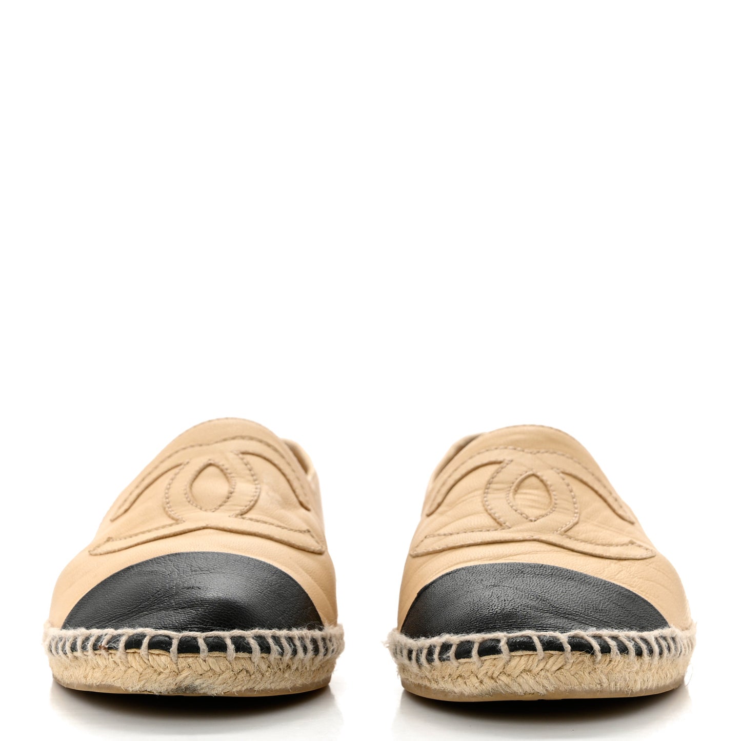 Lambskin CC Espadrilles 38 Beige Black