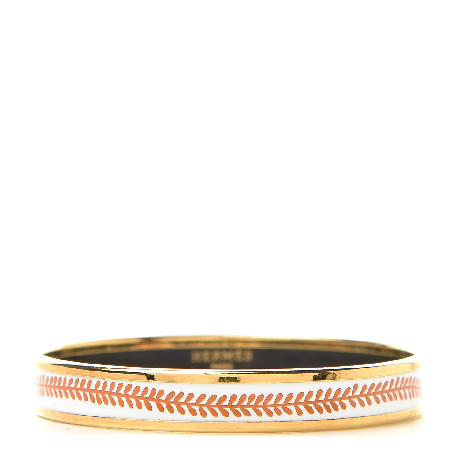Hermes Enamel Printed Narrow Bracelet 70 White Gold 1 of 5