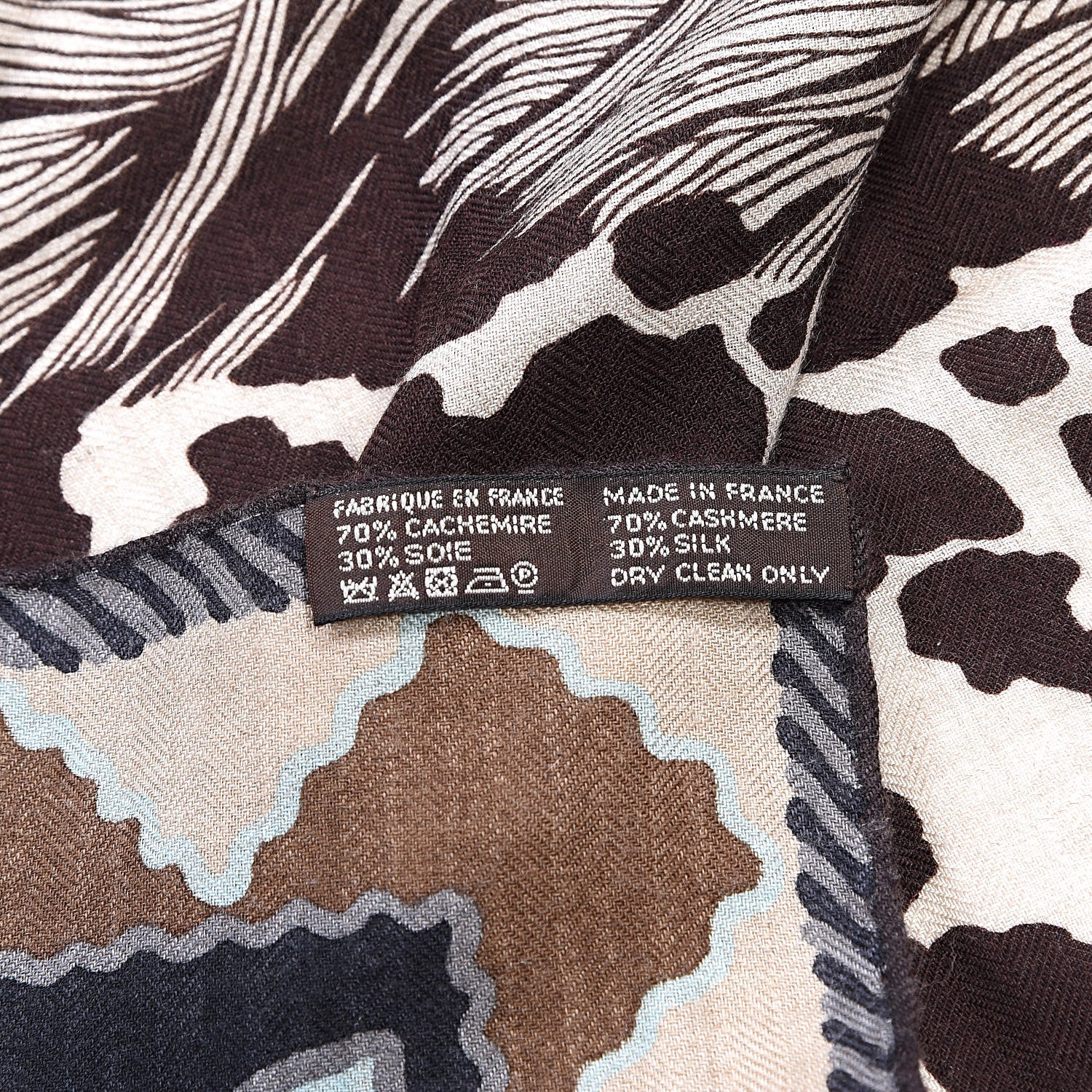 Hermes Cashmere Silk Appaloosa Des Steppes Shawl 140 Naturel Marron Ciel 7 of 7
